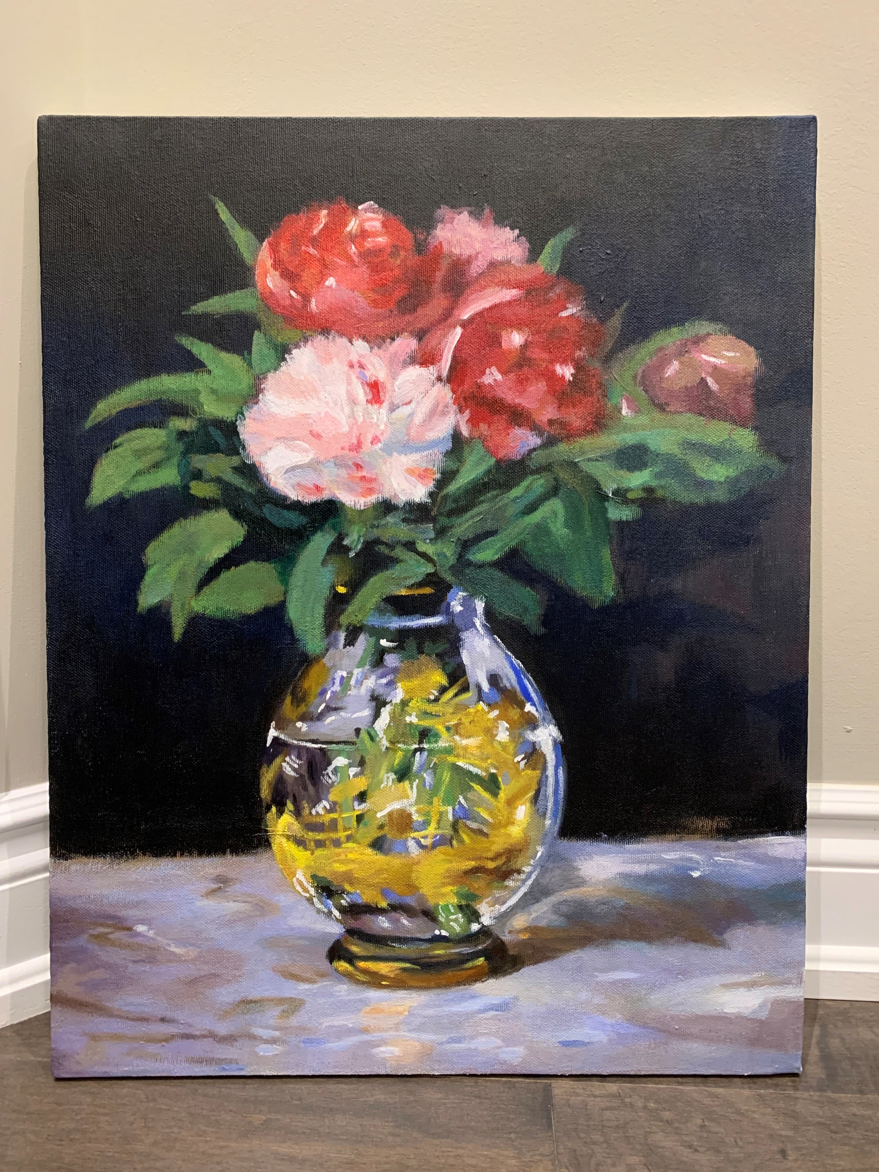 painting of flowers in a vase