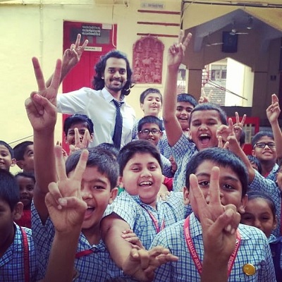 Anuj at oral health awareness camp for schoolkids in Mumbai.