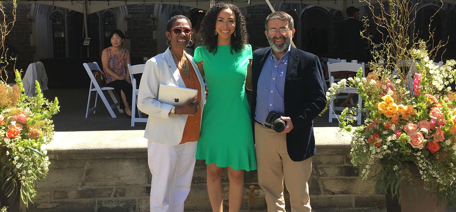 Lauren Campbell with her parents at Licensing and Awards in 2019