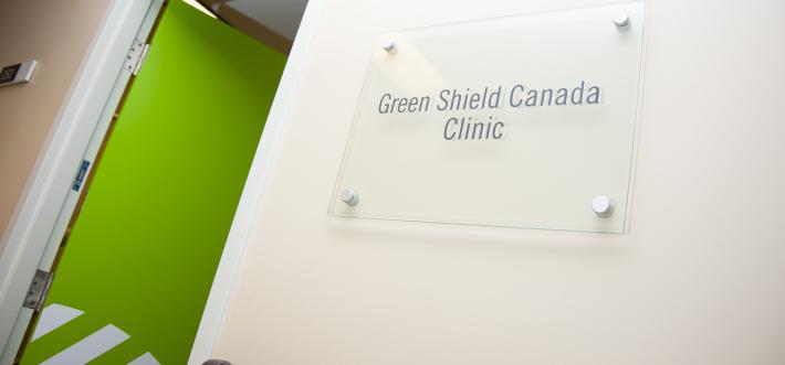 Green Shield Canada Clinic door and signage
