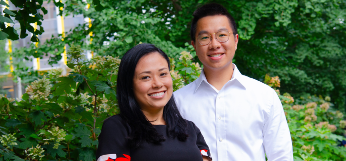Assistant professor Karina Carneiro and Ryan Lee Chan, a second-year PhD student in biomedical engineering