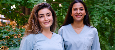 Simrat Kaur and Niloufar Ebrahimian, third-year dentistry students