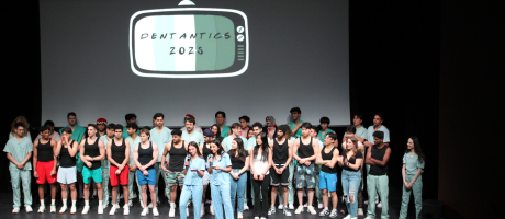 cast and crew of Dentantics show on the stage