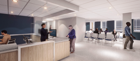 rendering of clinic reception area